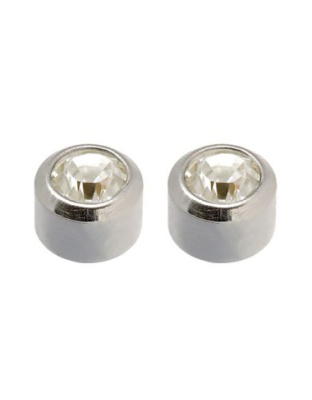 White Stones Mini Steel Earrings
