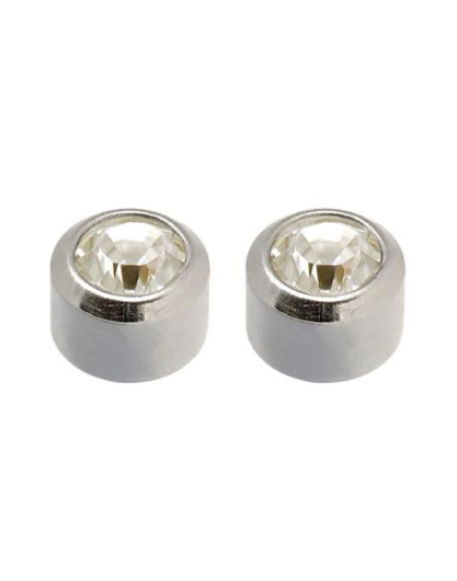 Brincos AÃƒÂ§o Mini Pedras Brancas