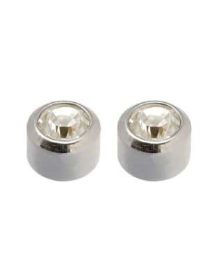 White Stones Steel Earrings