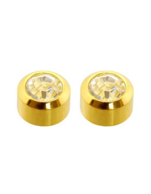 Mini White Stones Golden Earrings