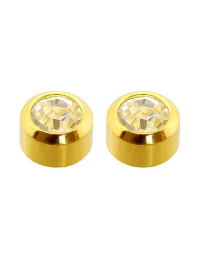 White Stones Golden Earrings