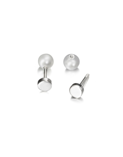 Earrings with Disc and Pearl 8 mm - 0.95 mm