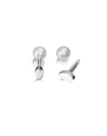 Earrings with Navete and Pearl 8 mm - 0.95 mm