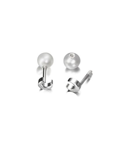 Earrings with Moon and Pearl 8 mm - 0.95 mm