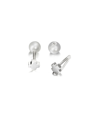 Earrings with Cross and Pearl 8 mm - 0.95 mm
