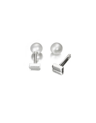 Earrings with Bar and Pearl 8 mm - 0.95 mm