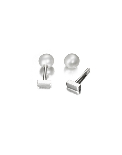 Earrings with Bar and Pearl 8 mm - 0.95 mm