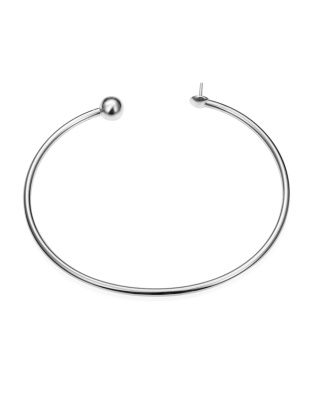 Round Wire Bracelet with Bead and Pearl Cap